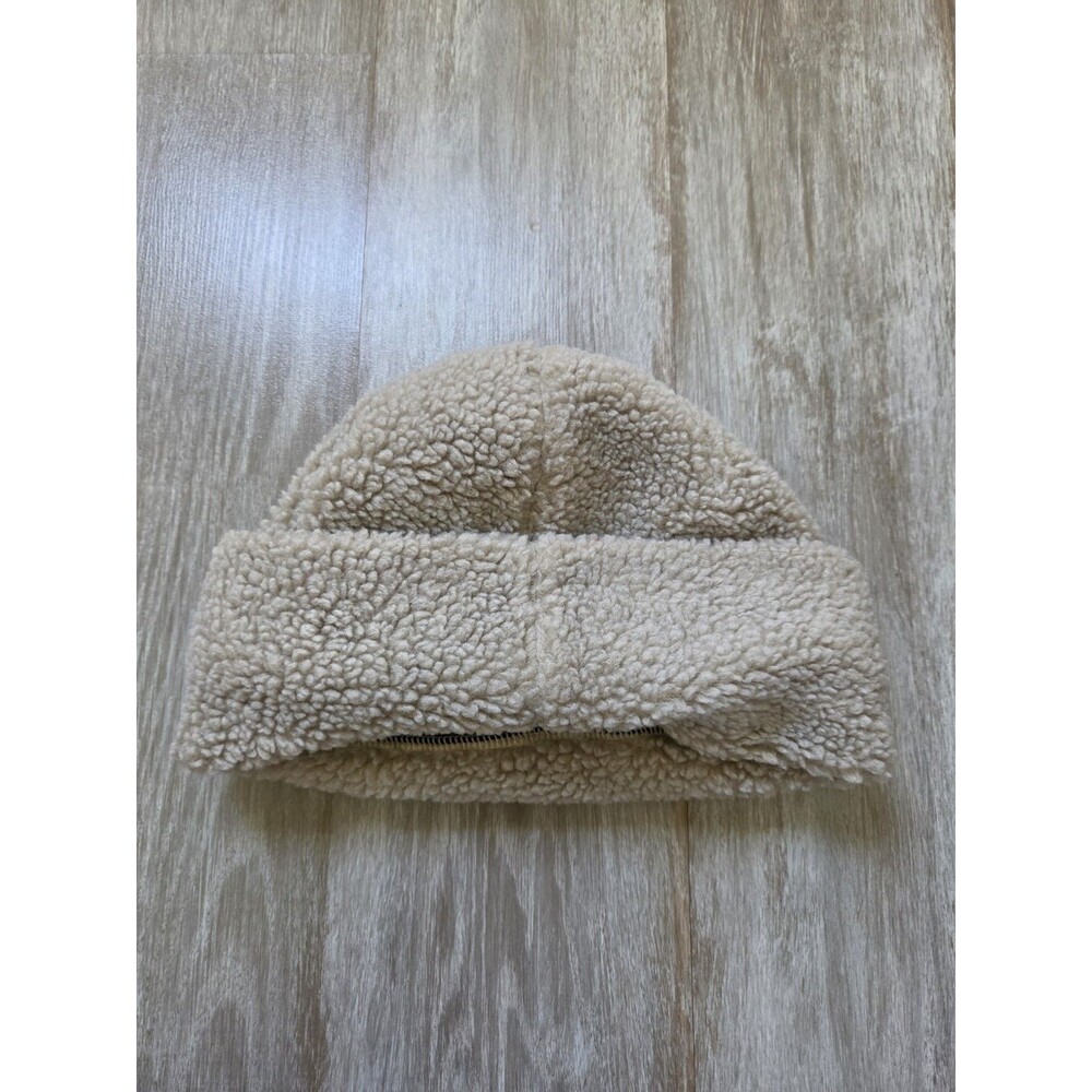 Adidas Originals Sherpa Fleece Beanie Beige Black Cuffed Warm Winter Hat OS EUC - Picture 5 of 7